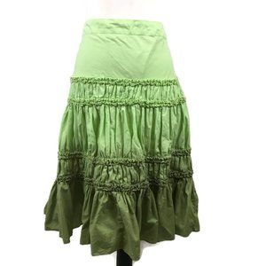 DKNY Jeans Skirt Size 11 Green Peasant Boho Ruffle